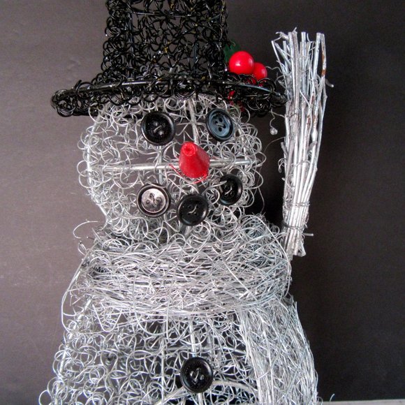 Wire mesh snowman candle holder - 15" tall - Picture 6 of 11